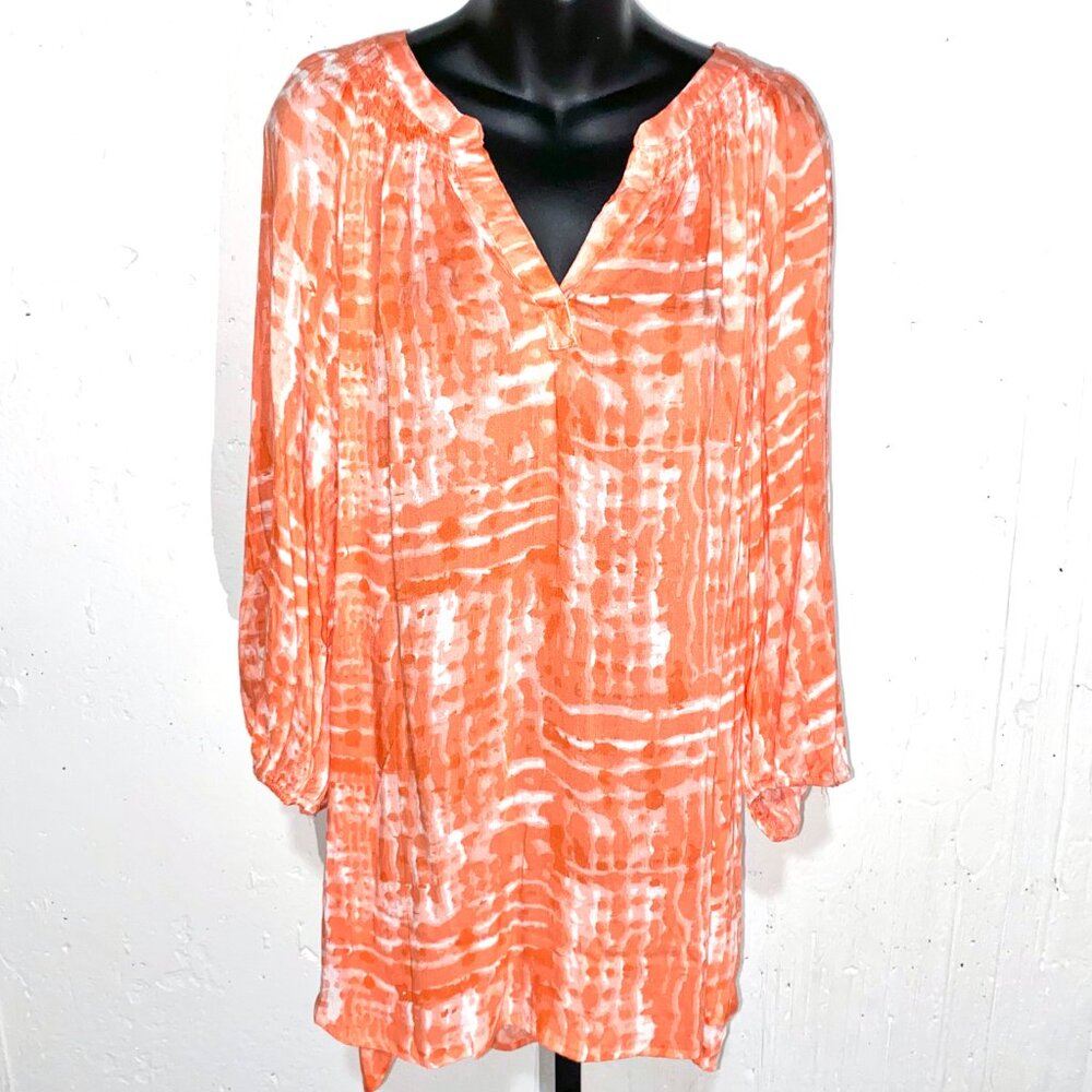 Croft & Barrow Orange and White Blouse Size 3X